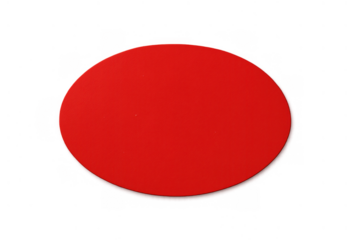 Red oval shape showing a solid flat design element. Blank space for text or symbol, isolated on a transparent background