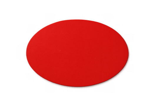 Red oval shape showing a solid flat design element. Blank space for text or symbol, isolated on a transparent background
