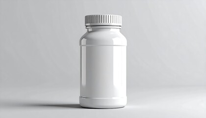 White Plastic Bottle Mockup for Medicine or Supplements.