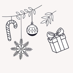 luxury Christmas vector icons ,nostalgic holiday doodle icons