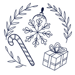 luxury Christmas vector icons ,nostalgic holiday doodle icons