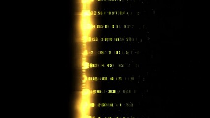 Digital technology and communication are seen through the digital film projector lens with a countdown timer light on the display board - Powered by Adobe