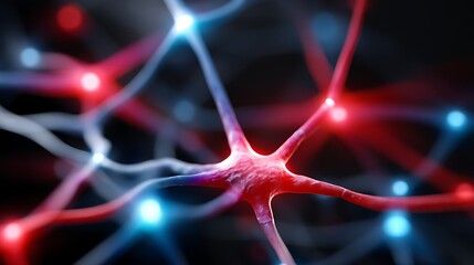 Intricate Network of Neurons with Colorful Light Effects on a Dark Background