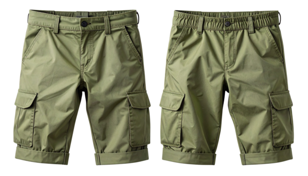 utility cargo pants with multiple pockets, soft, adjustable waist, isolated on transparent background, PNG format