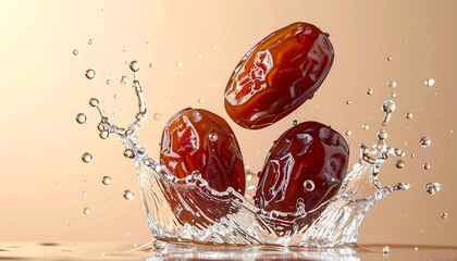 Dates in Water Splash - A Refreshing and Nutritious Treat.