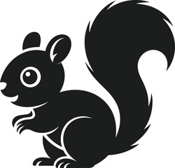 Black squirrel silhouette on white background animal