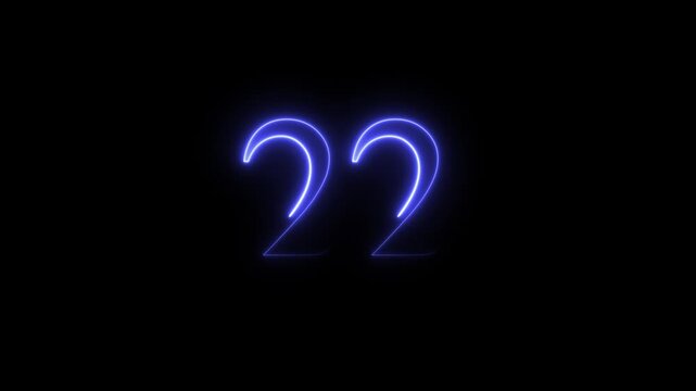 Number 22 text icon animation anniversary modern neon number score screen template sign symbol shiny  text signs symbol technology  abstract animation, 4k video..