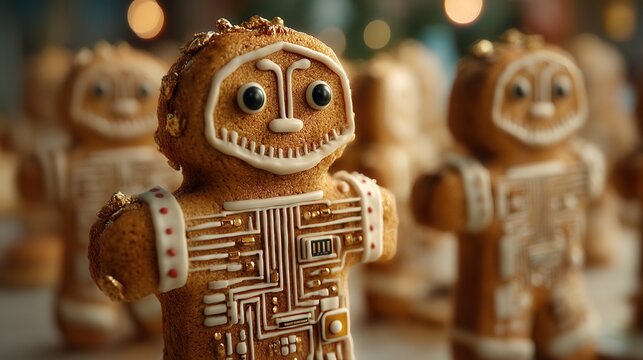 christmas technology Unique gingerbread figures with a technological twist.