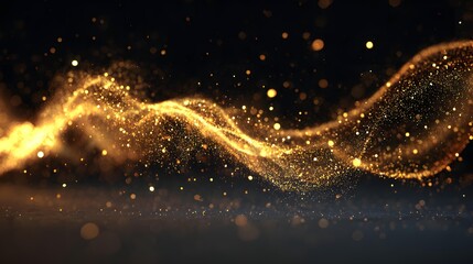 black background with floating golden dust particles, cinematic luxury style