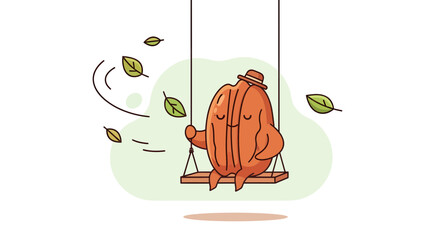 A Cheerful Nut Enjoys The Gentle Breeze While Swinging On A Sunny Day