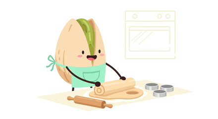 A Cheerful Pistachio Making Cookies With Delightful Kitchen Accessories