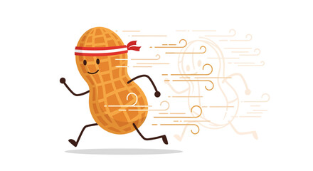 A Cheerful peanut Exercising, Running Happily Achieving Its Fitness Goals, Great Design