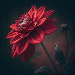 Abstract Red Flower Vector Art Close-up Minimalist