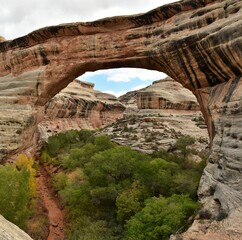 Kachina Arch, a natural stone arch found in Natural Bridges National Monument in Utah, part of the Colorado River watershed. 
