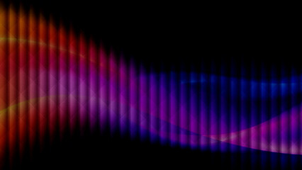 dark abstract rainbow gradient background with glowing vertical stripes and large curved light waves