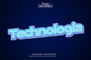 Technologia Text Effect – Futuristic Blue Neon Editable Vector Typography