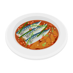 Vector Illustration Logo Clip art Kkongchi Jorim or Korean Braised Saury