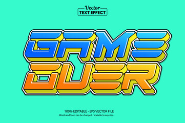 Game Over Text Effect – Retro Arcade Vector Typography with Bold Gradient Style