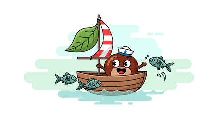 A Sailor Character Joyfully Navigating The Sea, A Whimsical Sailing Adventure