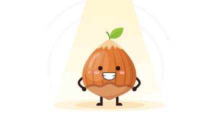 A Smiling Nut Character Under Spotlights, Cute Mascot Display, Natural Food Illustration