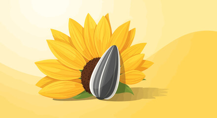 A Vibrant Sunflower And Seed Representing Natural Beauty And Healthy Growth