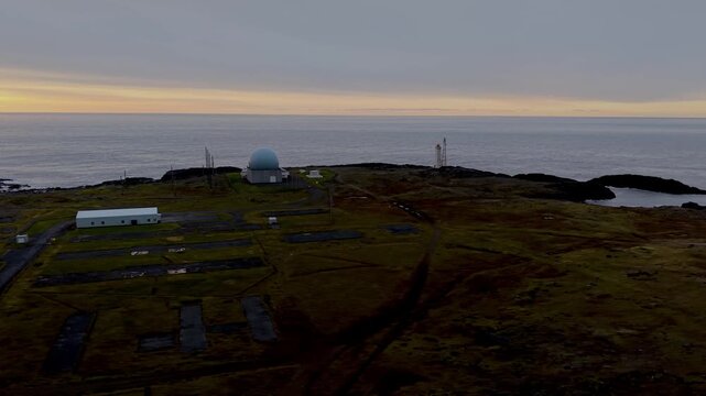 Hofn AFS and lighhouse during sunrise, Iceland