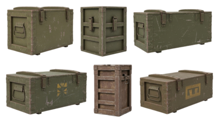 Military crate collection transparent background cutout png