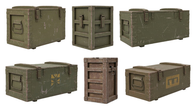 Military crate collection transparent background cutout png