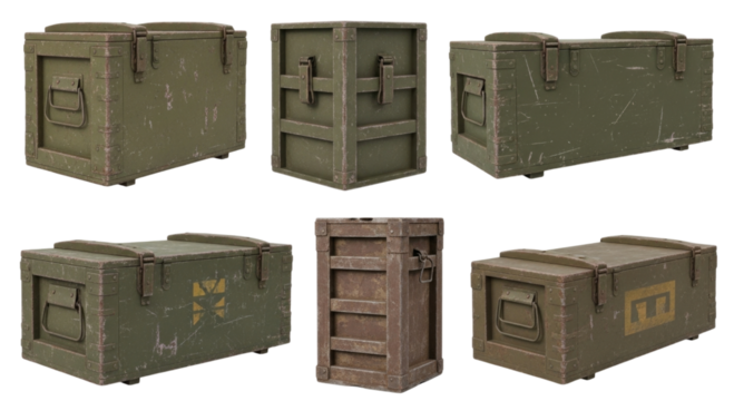 Military crate collection transparent background cutout png