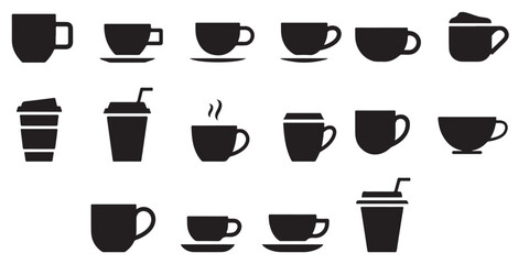 Collection of coffee cup silhouettes