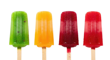 Four popsicles on sticks transparent background cutout png