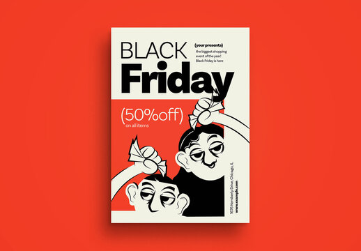 Beige Flat Design Black Friday Flyer Layout