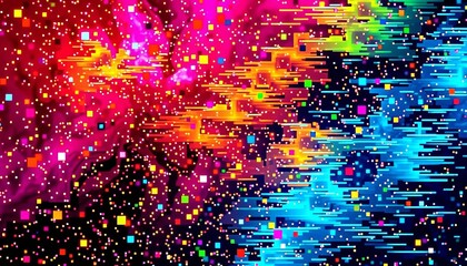 Abstract digital art with distorted pixels and vibrant colors,  background,  vibrant