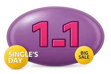 Single's Day Big Sale Oval Graphic With Numbers Keywords: singles day, 1.1, sale, shopping