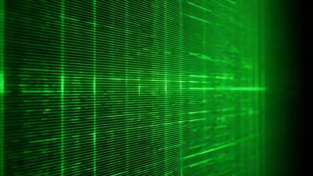 Abstract background of green digital code on black screen