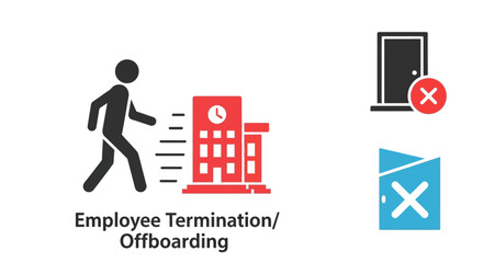 Employee termination and offboarding process icon, depicting leaving the organization