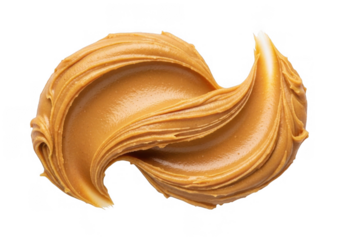 Delicious peanut butter swirl isolated on transparent background, a creamy and nutty spread perfect for sandwiches, snacks, or baking, offering a rich and satisfying taste