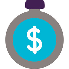 Circular Money Symbol With Purple Cap And Gray Outer Circle On Transparent Background