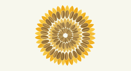 Abstract Graphic Sunflower With Geometric Seed Arrangement On Pale Textured Background