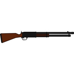 Classic Pump Action Shotgun With Wood Stock and Black Barrel Detailed Isolated Illustration on Transparent Background