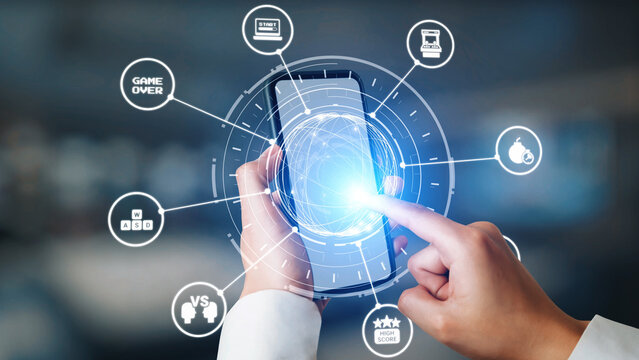 Gaming icons show online gaming, game streaming, and interactive play. Gaming supports esports, game community, and digital gaming experience. Gist