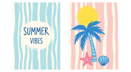 Embrace the summer vibes with palm trees, sun, and beachy elements, a perfect blend of relaxation and tropical charm, ideal for creating a carefree atmosphere