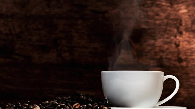 コーヒーから湯気が出ている様子