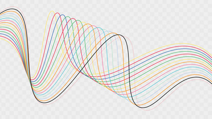 Abstract colorful vector wavy thin line texture background