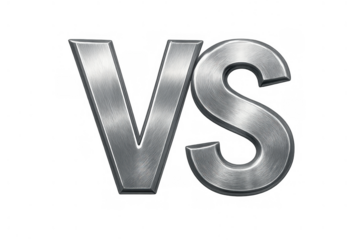 Vs letters representing competition, conflict, and opposition with a metallic texture, ready for comparison