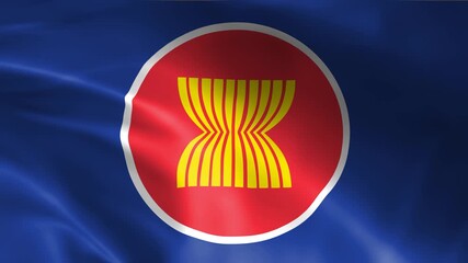 seamless ASEAN flag animation, national day or politics or sport event - 3D rendering - slow motion