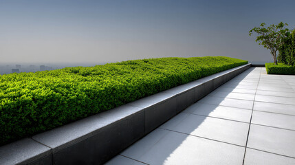 Stunning Rooftop Garden Oasis with Lush Greenery and Contemporary Design Perfect for Urban Retreat and Relaxation in a Dramatic Cityscape