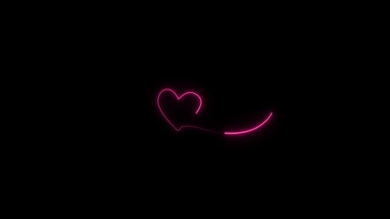 Neon heart icon animation. Romantic heart, 4k video..