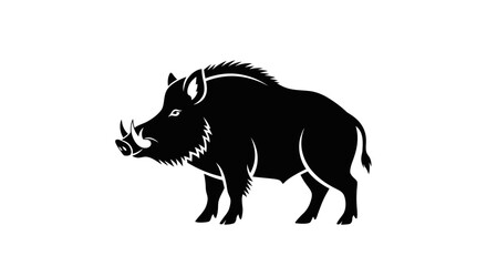Wild boar silhouette with transparent background