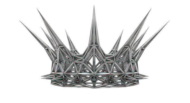 Geometric crown design with spiked elements on transparent background